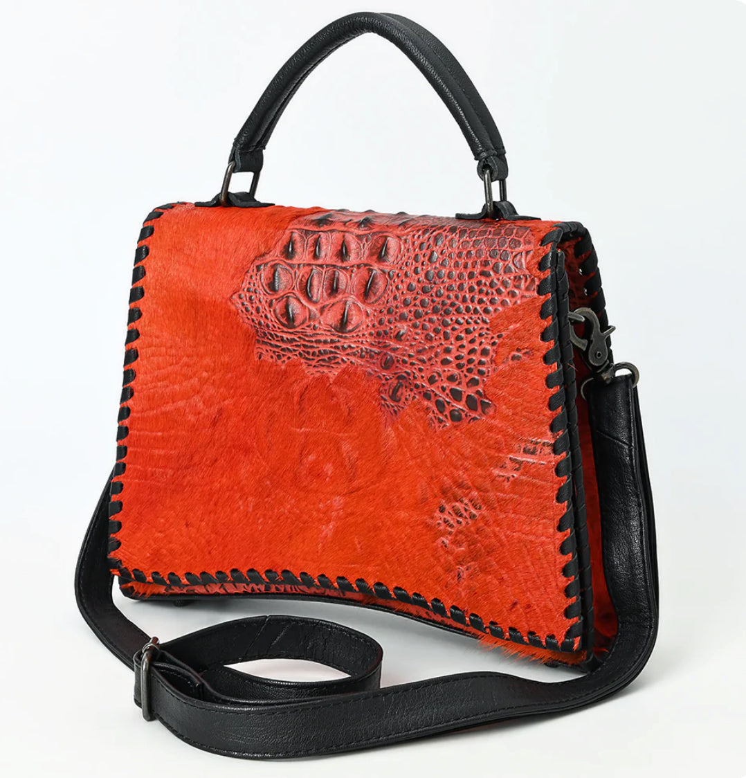 American Darling Embossed Croc leather messenger